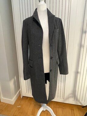 DECO 95% Wool, 5% Cashmere Coat Gray Hidden Closure Stand Collar Coat Size M